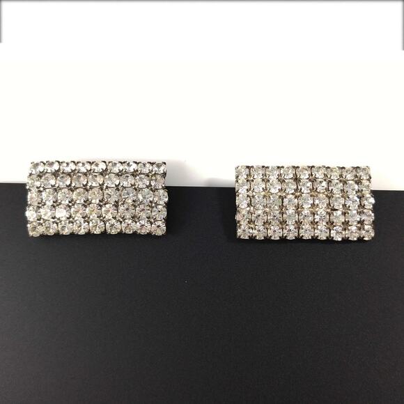 Vintage 1960s MUSI Shoe Clips Clear Rhinestone Austrian Crystal Wedding Bridal - Picture 9 of 10